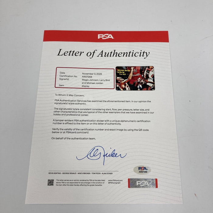 Michael Jordan, Larry Bird & Magic Johnson Signed Sports Illustrated Covers PSA