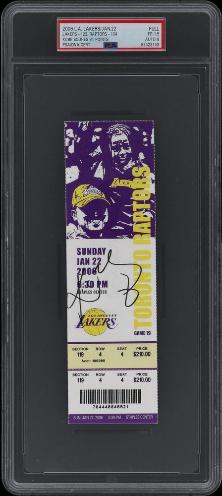 Kobe Bryant Signed 81 Point Full Ticket Jan. 22, 2006 PSA DNA MINT 9