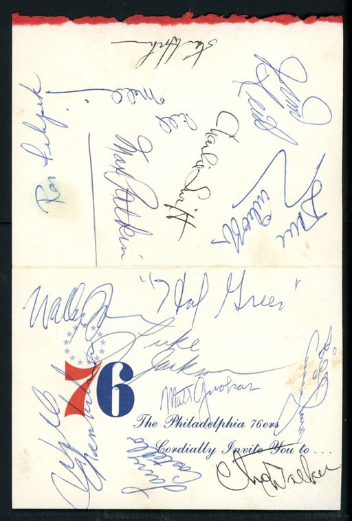 1967-68 Philadelphia 76ers Team Signed Invitation Wilt Chamberlain PSA DNA COA