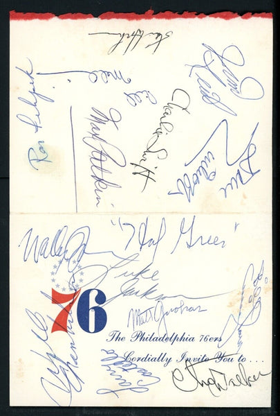 1967-68 Philadelphia 76ers Team Signed Invitation Wilt Chamberlain PSA DNA COA