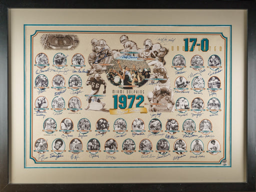 1972 Miami Dolphins Super Bowl Champs Team Signed Lithograph Photo JSA COA