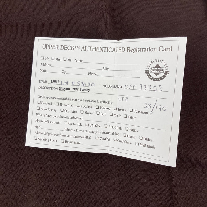 Tony Gwynn Signed Mitchell & Ness San Diego Padres Jersey Upper Deck UDA COA