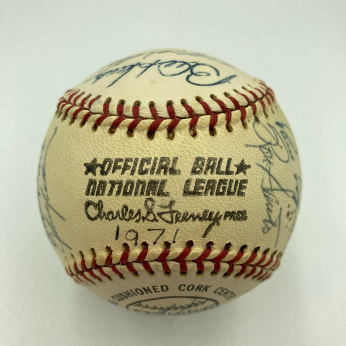 1971 Chicago Cubs Team Signed National League Baseball JSA COA Ernie Banks