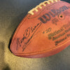 Amani Toomer Keith Elias Stephen Baker Signed Game Used NFL Wilson Football JSA