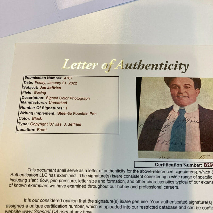 James J. Jeffries Signed Autographed 1907 Boxing Card Photo JSA COA