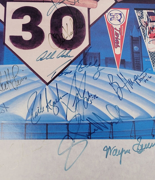 1991 Minnesota Twins World Series Champs Team Signed 18x24 Poster Beckett COA