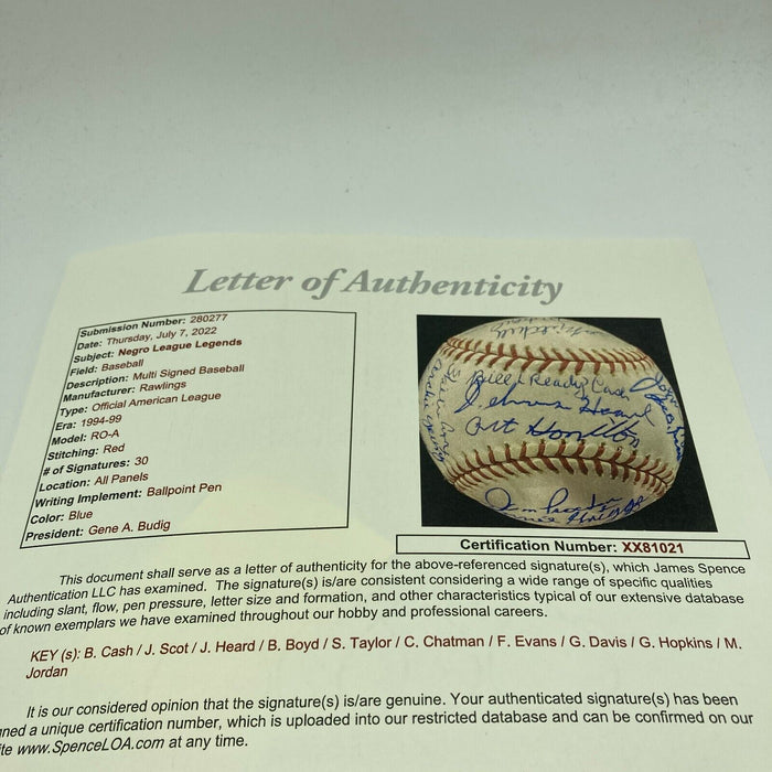 Beautiful Negro League Legends Multi Signed Baseball 30 Sigs With JSA COA