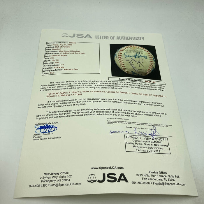 Warren Giles George Kelly Stan Coveleski HOF Multi Signed Baseball 18 Sigs JSA