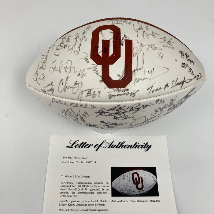 1998 Oklahoma Sooners Team Signed Football PSA DNA COA