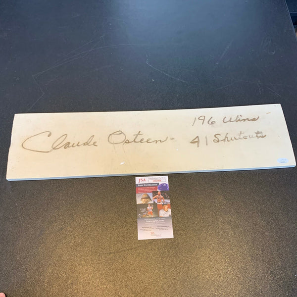 Claude Osteen Signed Inscribed 196 Wins Full Size Pitching Rubber With JSA COA