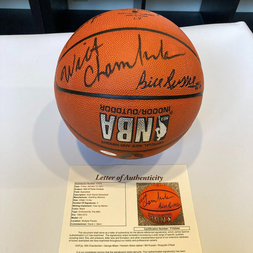 Wilt Chamberlain Bill Russell HOF Legendary Centers Signed Basketball JSA COA