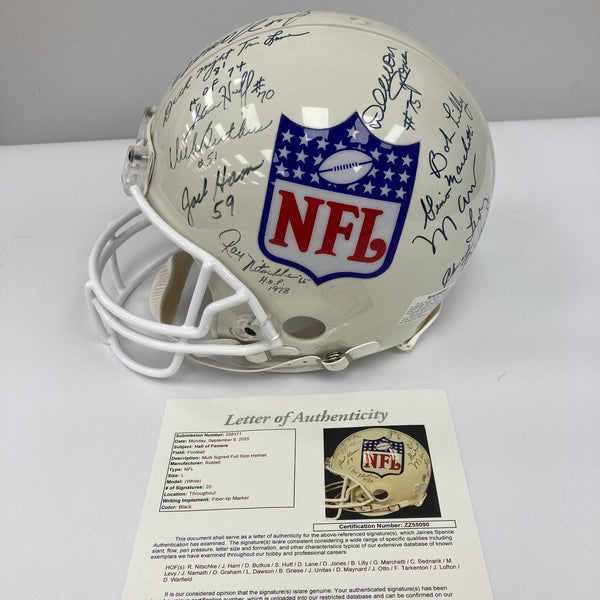 Johnny Unitas Joe Namath Len Dawson Hall Of Fame Multi Signed NFL Helmet JSA COA