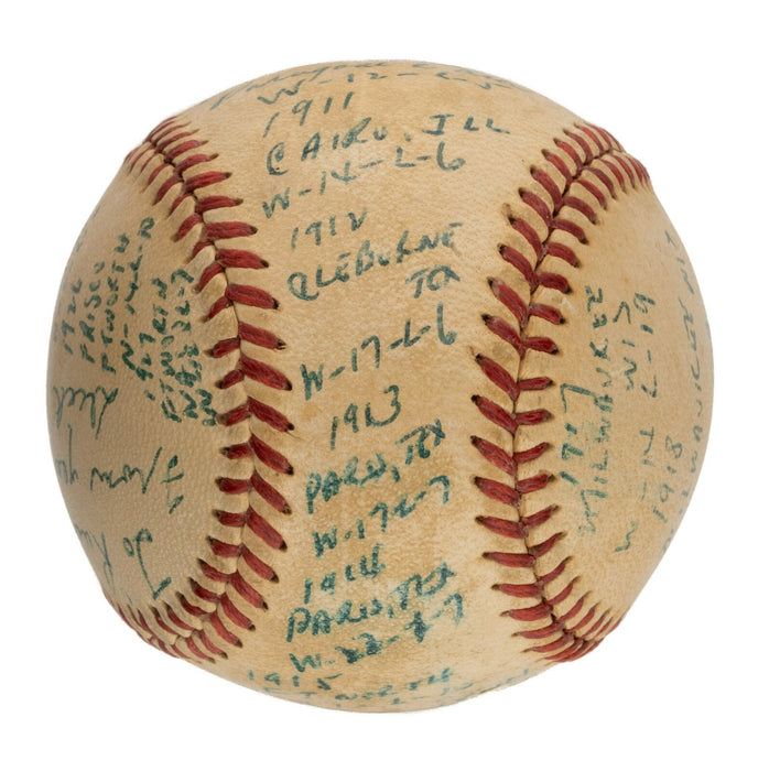 Dickey Kerr Single Signed Heavily Inscribed Stat Baseball 1919 Black Sox JSA COA