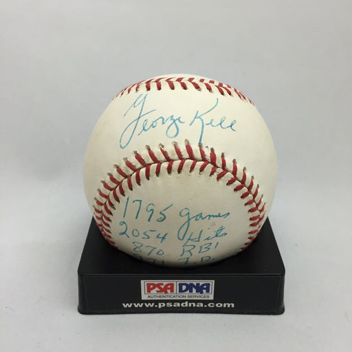 George Kell Signed Heavily Inscribed Stat Baseball PSA DNA COA