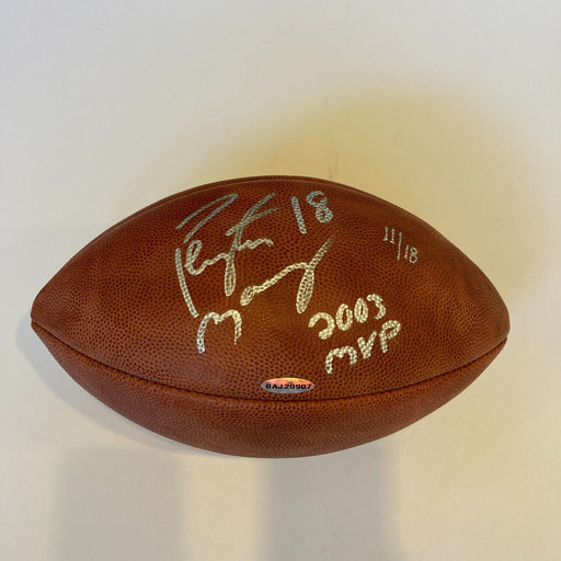 Peyton Manning "#18 2003 MVP" Signed Wilson NFL Game Football UDA Upper Deck
