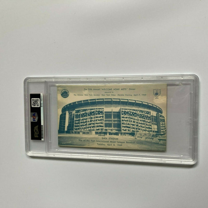 Bob Murphy Signed 1969 New York Mets Shea Stadium Postcard PSA DNA RARE