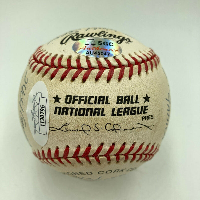 Mike Schmidt Signed Heavily Inscribed Stat NL  Baseball With JSA COA