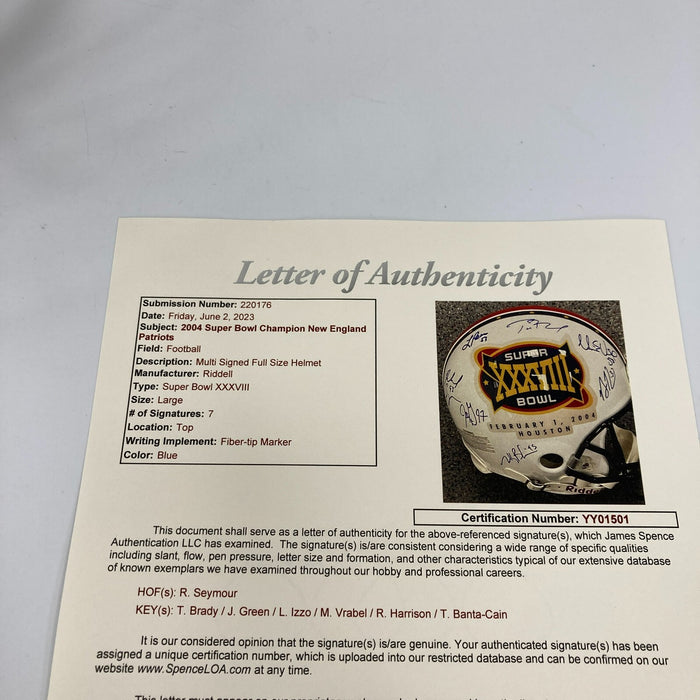 2004 New England Patriots Super Bowl Champs Team Signed Helmet Tom Brady JSA COA