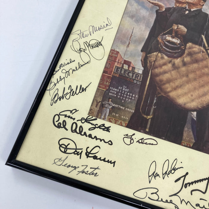 Mickey Mantle Joe Dimaggio HOF Multi Signed Norman Rockwell Photo Beckett COA