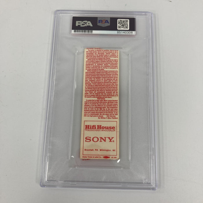 Terry Mulholland Signed No Hitter August 15, 1990 Original Phillies Ticket PSA