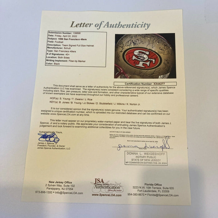 Jerry Rice Steve Young 1996 San Francisco 49ers Team Signed Authentic Helmet JSA