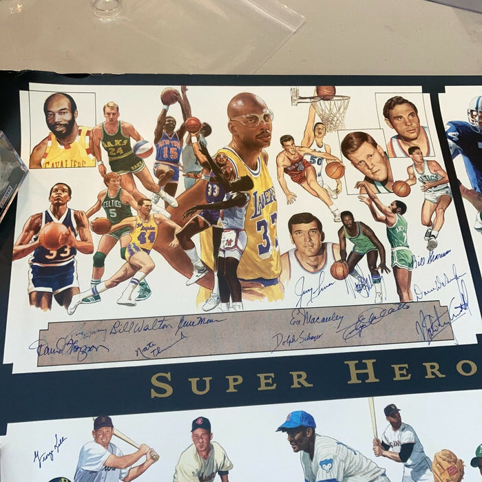 NBA, MLB, NFL & NHL Legends Sports Heroes Signed Litho Photo 60+ Sigs JSA COA