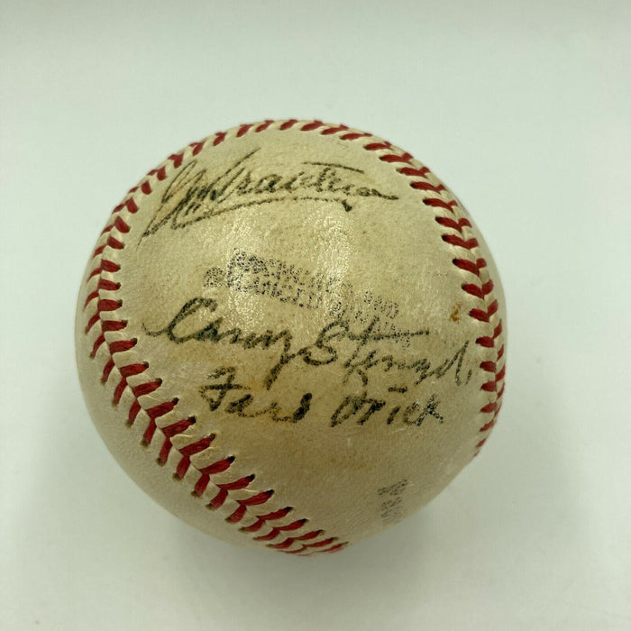 Joe Dimaggio Casey Stengel Connie Mack Frick Will Harridge Signed Baseball PSA