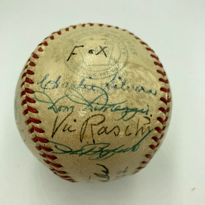 Satchel Paige Mickey Mantle 1952 All Star Game Team Signed Baseball JSA COA