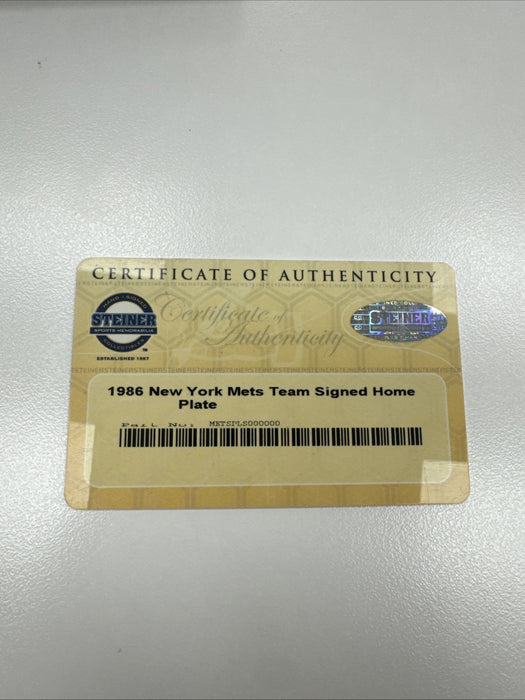 1986 New York Mets World Series Champs Team Signed Home Plate Steiner COA