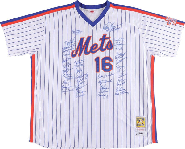 1986 New York Mets World Series Champs Team Signed Authentic Jersey JSA COA