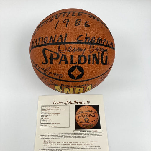 1985-86 Louisville Cardinals NCAA Champs Team Signed Basketball JSA COA