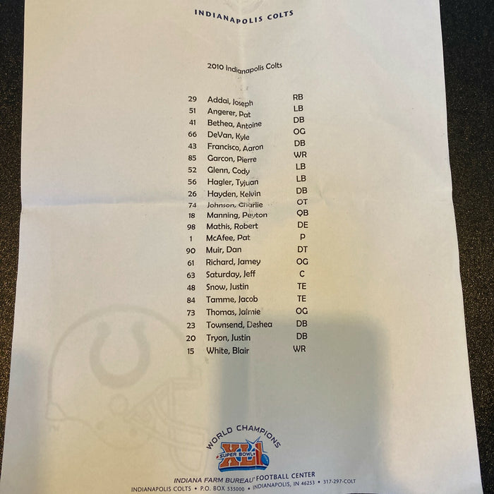 2010 Indianapolis Colts Team Signed Autographed Wilson NFL Football