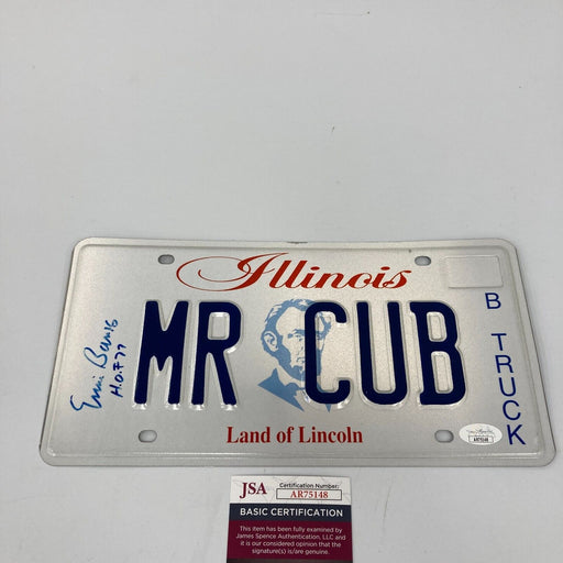 Ernie Banks HOF 1977 Signed Illinois License Plate JSA COA