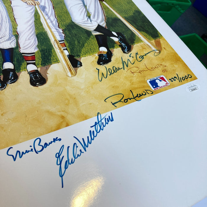 Beautiful 500 Home Run Club Signed Large Litho Mickey Mantle Ted Williams JSA