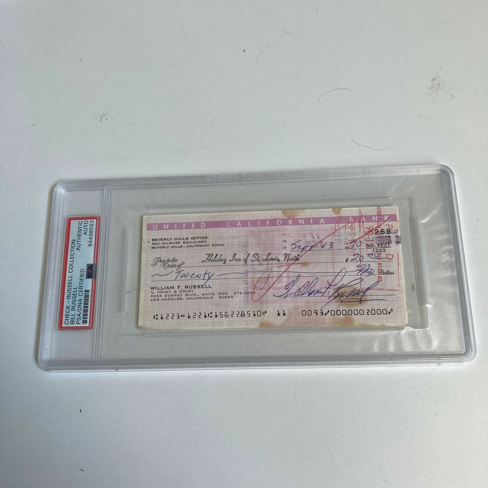 Bill Russell Signed Autographed Bank Check PSA DNA Boston Celtics HOF Legend