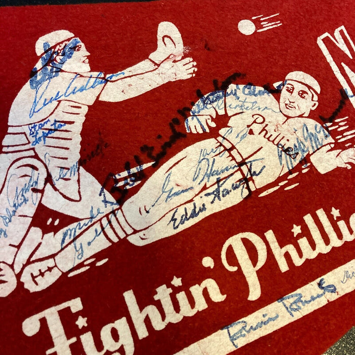 1950 Philadelphia Phillies Whiz Kids NL Champs Team Signed Vintage Pennant JSA