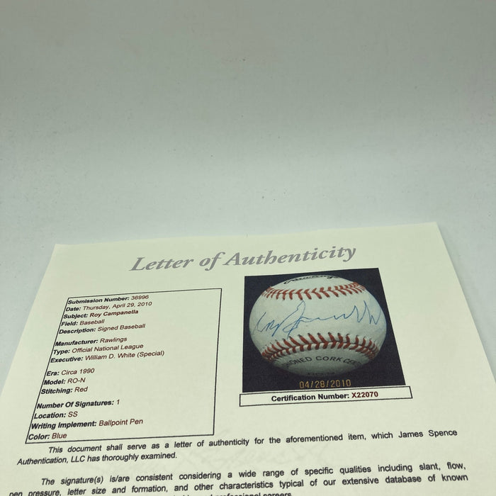 Roy Campanella Single Signed National League Baseball PSA DNA COA