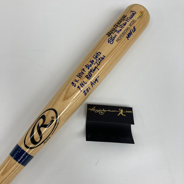 Stan Musial Signed Heavily Inscribed STAT Baseball Bat Reggie Jackson COA
