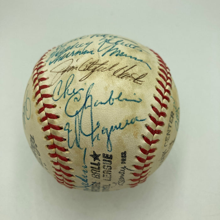 1977 New York Yankees World Series Champs Team Signed Baseball JSA COA