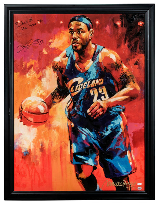 LeBron James Signed "Rookie Of the Year 04” Malcolm Farley Painting Art JSA UDA