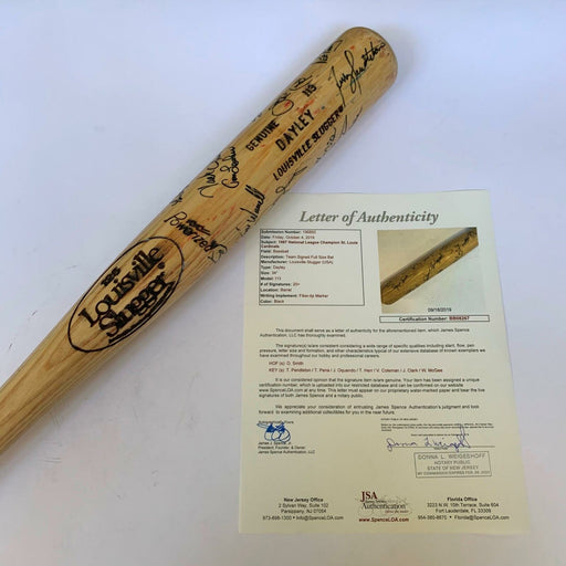 Rare 1987 St. Louis Cardinals NL Champs Team Signed Game Used Bat JSA COA