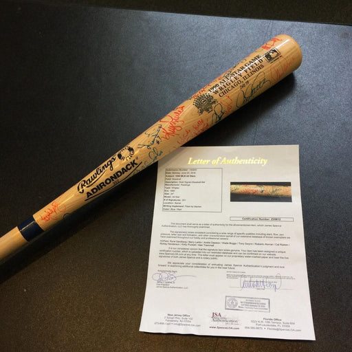 Rare 1990 All Star Game Wrigley Field Signed Bat 40+ Sigs Puckett Ripken JSA COA