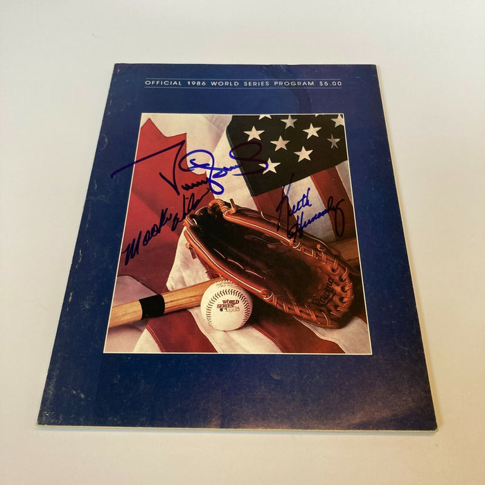 1986 New York Mets Signed World Series Program & Yearbook Mookie Wilson