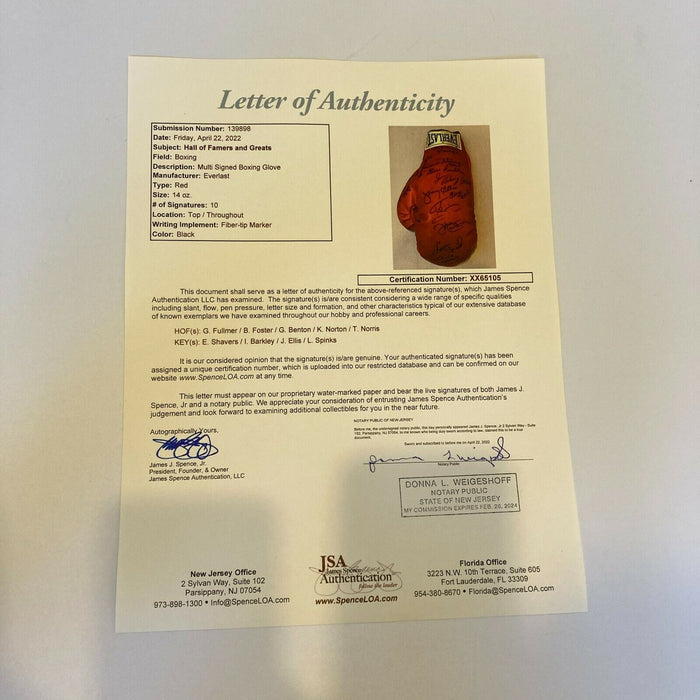 Boxing Hall Of Fame Legends Multi Signed Everlast Boxing Glove 10 Signatures JSA