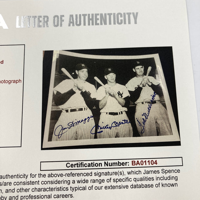 Mickey Mantle Joe Dimaggio Ted Williams Signed 8x10 Photo JSA COA Bold Mint Auto