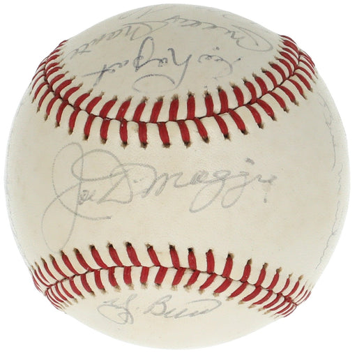 Mickey Mantle Roger Maris Joe Dimaggio NY Yankees Legends Signed Baseball BAS