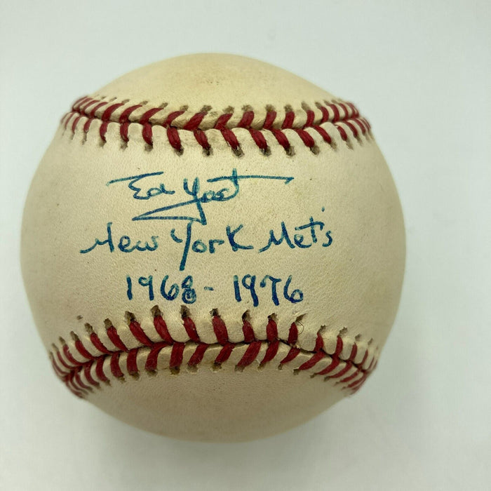 Ed Yost New York Mets 1968-1976 Signed Official American League Baseball JSA COA