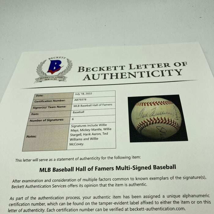 Stunning 1950's Mickey Mantle Ted Williams Willie Mays Signed Baseball Beckett