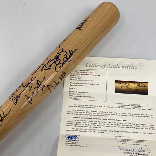 1998 NY Yankees WS Champs Team Signed Bat Derek Jeter Mariano Rivera JSA COA