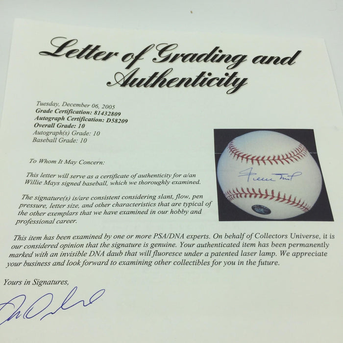 Rare Willie Mays PSA DNA Graded Gem Mint 10 Signed Major League Baseball